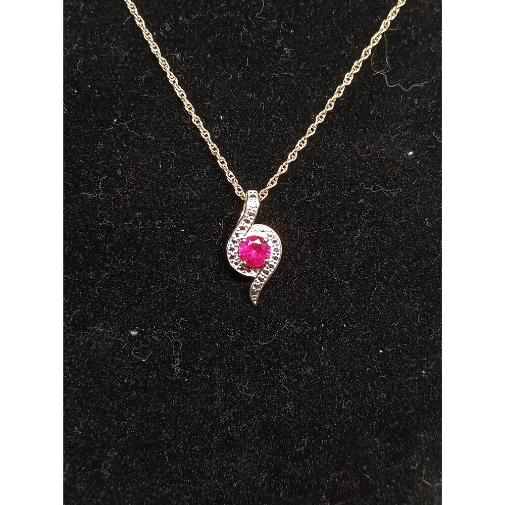 Sterling Silver Pink Topaz Silver Accents Gold Tone Pendant Necklace - Picture 9 of 16
